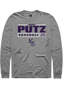 Rohan Putz  K-State Wildcats Graphite Rally NIL Stacked Box Long Sleeve T Shirt