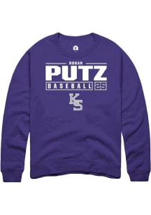 Rohan Putz  Rally K-State Wildcats Mens Purple NIL Stacked Box Long Sleeve Crew Sweatshirt