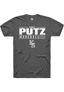 Rohan Putz  K-State Wildcats Dark Grey Rally NIL Stacked Box Short Sleeve T Shirt