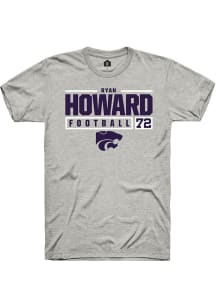 Ryan Howard  K-State Wildcats Ash Rally NIL Stacked Box Short Sleeve T Shirt