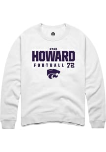 Ryan Howard  Rally K-State Wildcats Mens White NIL Stacked Box Long Sleeve Crew Sweatshirt