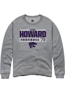 Ryan Howard  Rally K-State Wildcats Mens Graphite NIL Stacked Box Long Sleeve Crew Sweatshirt
