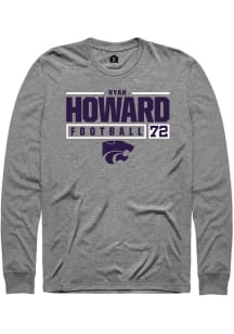 Ryan Howard  K-State Wildcats Graphite Rally NIL Stacked Box Long Sleeve T Shirt