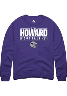 Ryan Howard  Rally K-State Wildcats Mens Purple NIL Stacked Box Long Sleeve Crew Sweatshirt