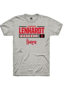 Cameron Lenhardt  Nebraska Cornhuskers Ash Rally NIL Stacked Box Short Sleeve T Shirt