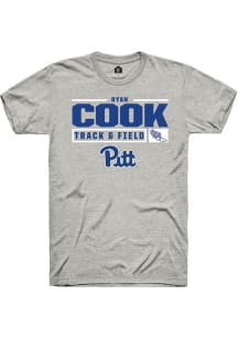 Ryan Cook  Pitt Panthers Ash Rally NIL Stacked Box Short Sleeve T Shirt