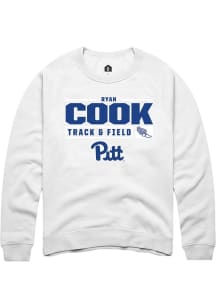 Ryan Cook  Rally Pitt Panthers Mens White NIL Stacked Box Long Sleeve Crew Sweatshirt