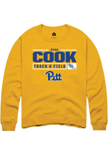 Ryan Cook  Rally Pitt Panthers Mens Gold NIL Stacked Box Long Sleeve Crew Sweatshirt