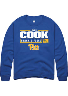 Ryan Cook  Rally Pitt Panthers Mens Blue NIL Stacked Box Long Sleeve Crew Sweatshirt