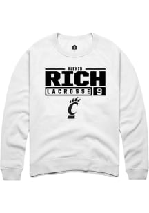 Alexis Rich  Rally Cincinnati Bearcats Mens White NIL Stacked Box Long Sleeve Crew Sweatshirt