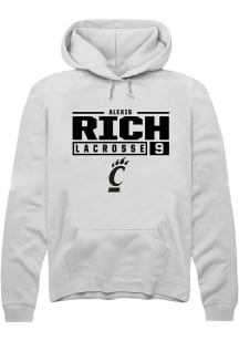 Alexis Rich  Rally Cincinnati Bearcats Mens White NIL Stacked Box Long Sleeve Hoodie