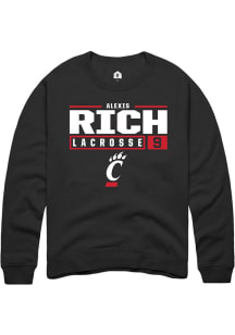 Alexis Rich  Rally Cincinnati Bearcats Mens Black NIL Stacked Box Long Sleeve Crew Sweatshirt