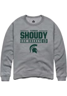 Tiernan Shoudy  Rally Michigan State Spartans Mens Graphite NIL Stacked Box Long Sleeve Crew Sweat..