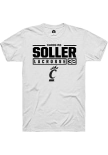 Caroline Soller  Cincinnati Bearcats White Rally NIL Stacked Box Short Sleeve T Shirt