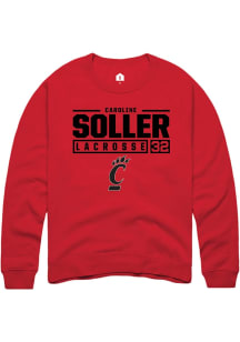 Caroline Soller  Rally Cincinnati Bearcats Mens Red NIL Stacked Box Long Sleeve Crew Sweatshirt