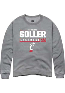 Caroline Soller  Rally Cincinnati Bearcats Mens Graphite NIL Stacked Box Long Sleeve Crew Sweatshi..
