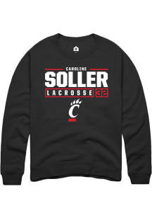 Caroline Soller  Rally Cincinnati Bearcats Mens Black NIL Stacked Box Long Sleeve Crew Sweatshirt