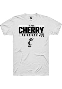 Devon Cherry  Cincinnati Bearcats White Rally NIL Stacked Box Short Sleeve T Shirt