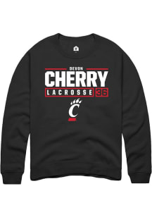 Devon Cherry  Rally Cincinnati Bearcats Mens Black NIL Stacked Box Long Sleeve Crew Sweatshirt