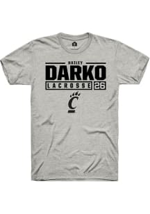 Hailey Darko  Cincinnati Bearcats Ash Rally NIL Stacked Box Short Sleeve T Shirt