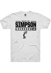Hailey Joy Simpson  Cincinnati Bearcats White Rally NIL Stacked Box Short Sleeve T Shirt