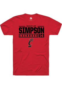 Hailey Joy Simpson  Cincinnati Bearcats Red Rally NIL Stacked Box Short Sleeve T Shirt