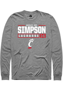 Hailey Joy Simpson  Cincinnati Bearcats Graphite Rally NIL Stacked Box Long Sleeve T Shirt