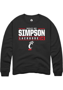 Hailey Joy Simpson  Rally Cincinnati Bearcats Mens Black NIL Stacked Box Long Sleeve Crew Sweatshi..