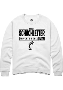 Isaac Schachleiter  Rally Cincinnati Bearcats Mens White NIL Stacked Box Long Sleeve Crew Sweatshi..
