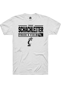 Isaac Schachleiter  Cincinnati Bearcats White Rally NIL Stacked Box Short Sleeve T Shirt