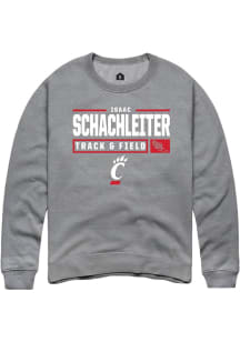 Isaac Schachleiter  Rally Cincinnati Bearcats Mens Graphite NIL Stacked Box Long Sleeve Crew Sweat..