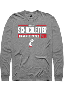 Isaac Schachleiter  Cincinnati Bearcats Graphite Rally NIL Stacked Box Long Sleeve T Shirt
