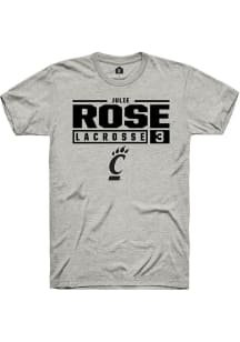 Julie Rose  Cincinnati Bearcats Ash Rally NIL Stacked Box Short Sleeve T Shirt