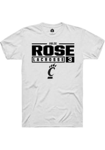 Julie Rose  Cincinnati Bearcats White Rally NIL Stacked Box Short Sleeve T Shirt