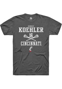 Kennedy Koehler  Cincinnati Bearcats Dark Grey Rally NIL Sport Icon Short Sleeve T Shirt