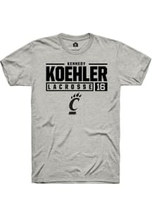 Kennedy Koehler  Cincinnati Bearcats Ash Rally NIL Stacked Box Short Sleeve T Shirt