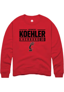 Kennedy Koehler  Rally Cincinnati Bearcats Mens Red NIL Stacked Box Long Sleeve Crew Sweatshirt