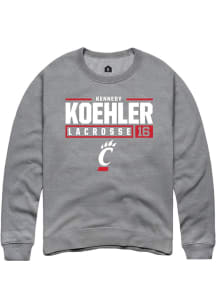 Kennedy Koehler  Rally Cincinnati Bearcats Mens Graphite NIL Stacked Box Long Sleeve Crew Sweatshi..