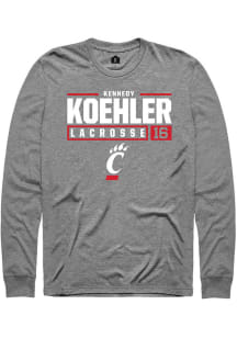 Kennedy Koehler  Cincinnati Bearcats Graphite Rally NIL Stacked Box Long Sleeve T Shirt
