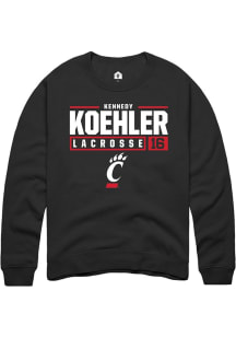 Kennedy Koehler  Rally Cincinnati Bearcats Mens Black NIL Stacked Box Long Sleeve Crew Sweatshirt