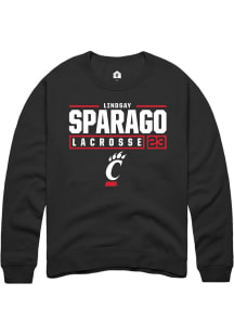 Lindsay Sparago  Rally Cincinnati Bearcats Mens Black NIL Stacked Box Long Sleeve Crew Sweatshirt