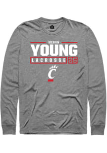 Megan Young  Cincinnati Bearcats Graphite Rally NIL Stacked Box Long Sleeve T Shirt