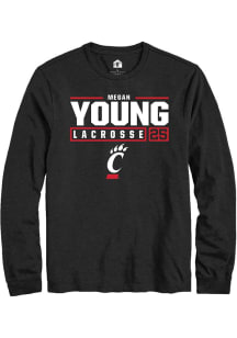 Megan Young  Cincinnati Bearcats Black Rally NIL Stacked Box Long Sleeve T Shirt