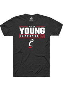 Megan Young  Cincinnati Bearcats Black Rally NIL Stacked Box Short Sleeve T Shirt