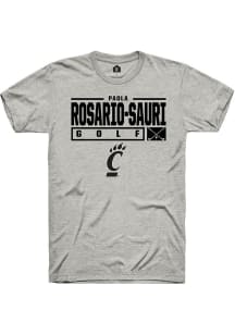 Paola Rosario-Sauri  Cincinnati Bearcats Ash Rally NIL Stacked Box Short Sleeve T Shirt