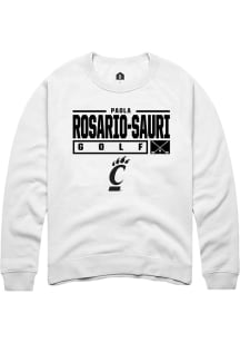 Paola Rosario-Sauri  Rally Cincinnati Bearcats Mens White NIL Stacked Box Long Sleeve Crew Sweatsh..