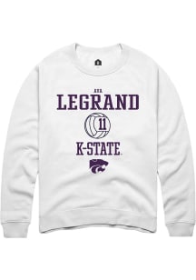Ava LeGrand  Rally K-State Wildcats Mens White NIL Sport Icon Long Sleeve Crew Sweatshirt