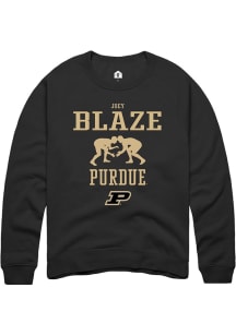 Joey Blaze  Rally Purdue Boilermakers Mens Black NIL Sport Icon Long Sleeve Crew Sweatshirt