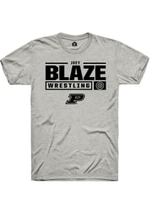 Joey Blaze  Purdue Boilermakers Ash Rally NIL Stacked Box Short Sleeve T Shirt