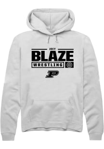 Joey Blaze  Rally Purdue Boilermakers Mens White NIL Stacked Box Long Sleeve Hoodie